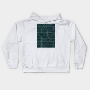 My Favorite Geometric Patterns No.8 - Green Tinted Navy Blue Kids Hoodie